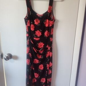 No Boundaries Black Dress with Pink Floral Design